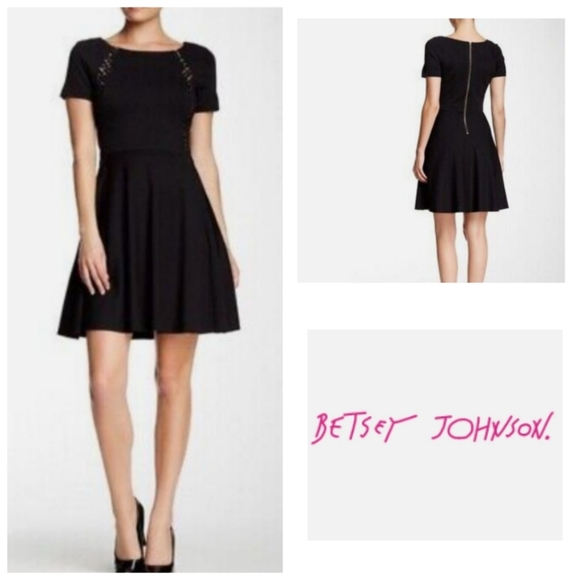 Betsey Johnson Dresses & Skirts - Betsy Johnson Black Inset Lace Skater Dress